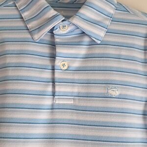 Southern Tide SS Polo, boys YS, blue and white stripe